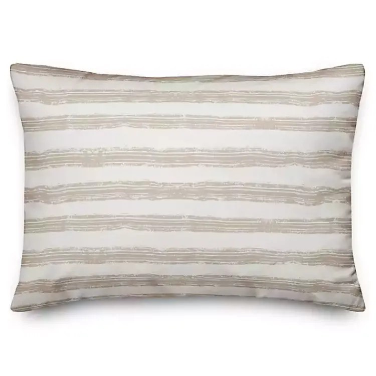 Kirklands Home Outdoor Cushions & Pillows|Beige Stripes Outdoor Lumbar Pillow