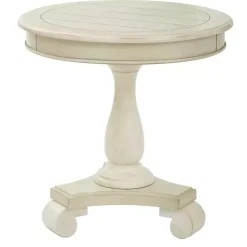 Kirklands Home Accent & End Tables|Beige Traditional Round Pedestal Accent Table Ivory