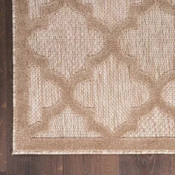 Kirklands Home Outdoor Rugs|Beige Trellis Indoor/Outdoor Area Rug, 6x9 Tan