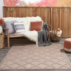 Kirklands Home Outdoor Rugs|Beige Trellis Indoor/Outdoor Area Rug, 6x9 Tan