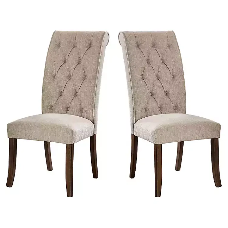 Kirklands Home Dining Chairs|Beige Tufted Landon Dining Chairs, Set of 2 Tan