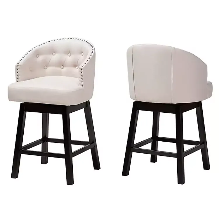 Kirklands Home Bar Stools & Counter Height Stools|Beige Tufted Seat Swivel Counter Stools, Set of 2 Tan