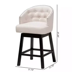 Kirklands Home Bar Stools & Counter Height Stools|Beige Tufted Seat Swivel Counter Stools, Set of 2 Tan