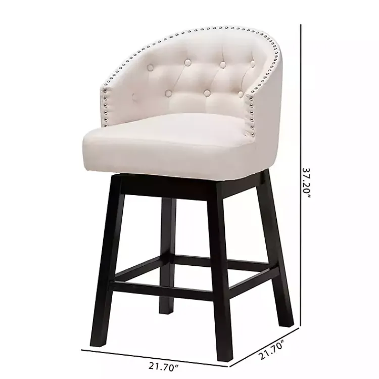 Kirklands Home Bar Stools & Counter Height Stools|Beige Tufted Seat Swivel Counter Stools, Set of 2 Tan