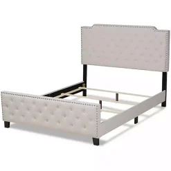Kirklands Home Beds & Headboards|Beige Upholstered Button Tufted King Panel Bed Ivory