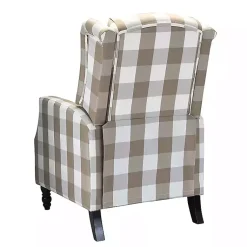 Kirklands Home Accent Chairs|Beige Windowpane Plaid Recliner
