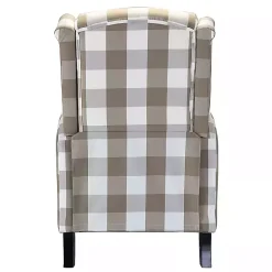 Kirklands Home Accent Chairs|Beige Windowpane Plaid Recliner
