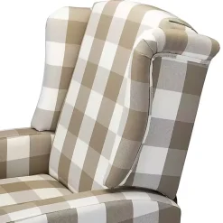 Kirklands Home Accent Chairs|Beige Windowpane Plaid Recliner