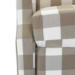 Kirklands Home Accent Chairs|Beige Windowpane Plaid Recliner