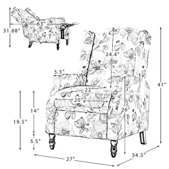 Kirklands Home Accent Chairs|Beige Windowpane Plaid Recliner