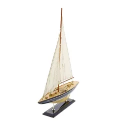Outlet Beige Wood Coastal Sailboat, 21 in. Statues & Figurines