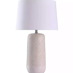 Kirklands Home Table Lamps|Beige Woven Ceramic Wicker Table Lamp Ivory