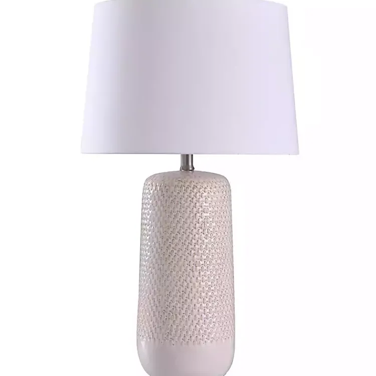 Kirklands Home Table Lamps|Beige Woven Ceramic Wicker Table Lamp Ivory