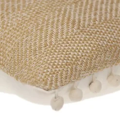 Discount Beige Woven Pom Pom Pillow Pillows