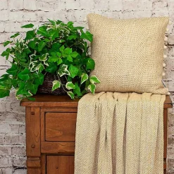 Discount Beige Woven Pom Pom Pillow Pillows