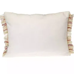 Beige Woven Red Stripes Lumbar Pillow Pillows