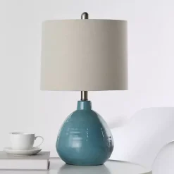 Kirklands Home Table Lamps|Bermuda Blue Ceramic Table Lamp Tan