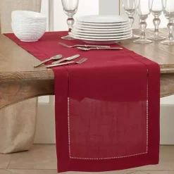 Kirklands Home Table Linens|Berry Hemstitch Border Table Runner Red