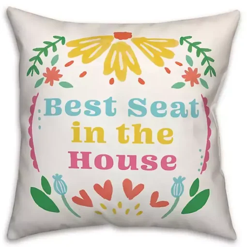 Sale Best Seat in the House Floral Throw Pillow Pillows
