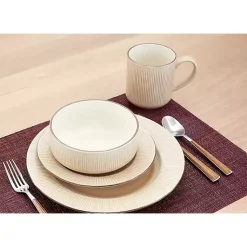 Kirklands Home Dinnerware|Betsy Cream Ribbed 16-pc. Dinnerware Set Tan