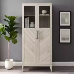 Kirklands Home Cabinets & Sideboards|Birch Chevron Wooden Storage Cabinet Tan