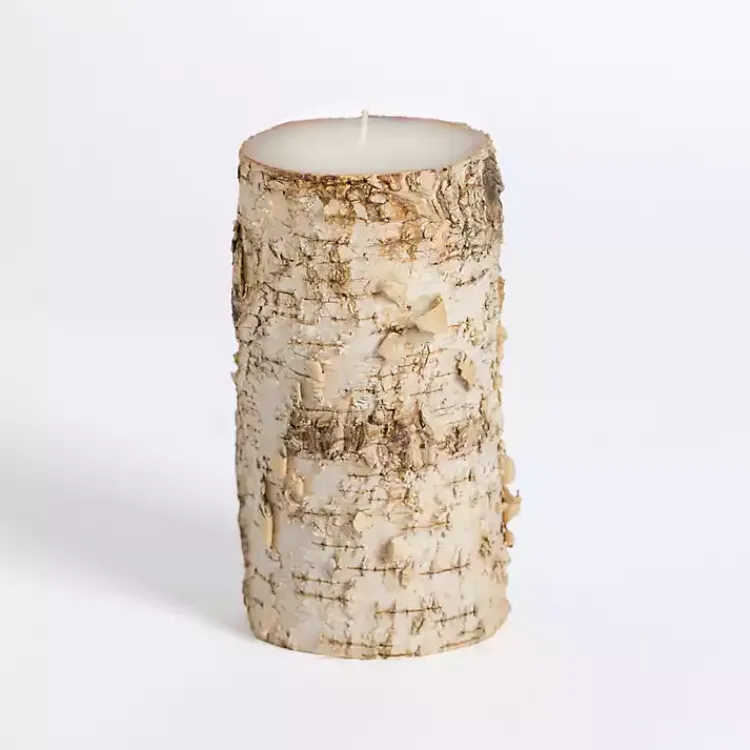 Sale Birch Tree Bark Pillar Candle, 4x10 in. Candles