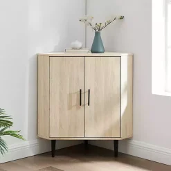 Kirklands Home Cabinets & Sideboards|Birch Wood Finish Corner Cabinet Tan