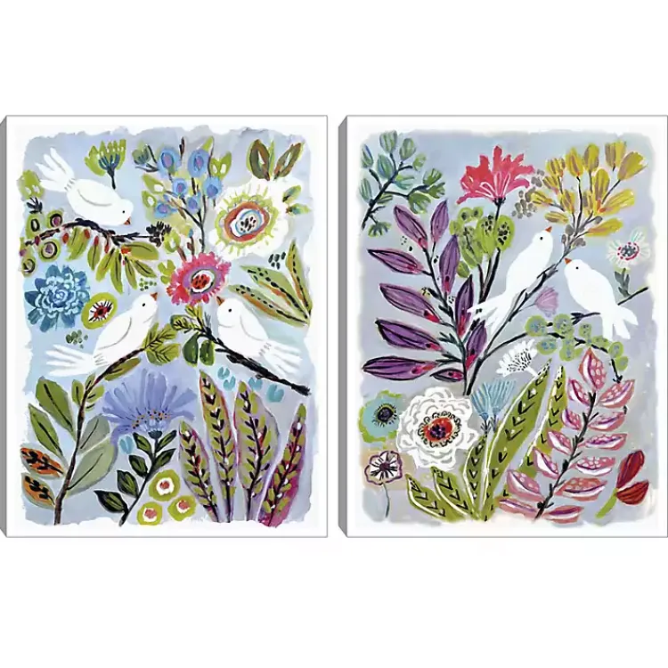 Kirklands Home Canvas Art|Bird Love Framed Canvas Art Prints, Set of 2 Multi