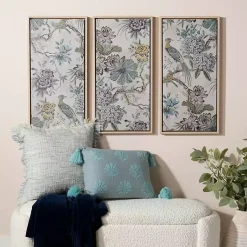 Kirklands Home Canvas Art|Birds on Branches Framed Canvas Prints, Set of 3