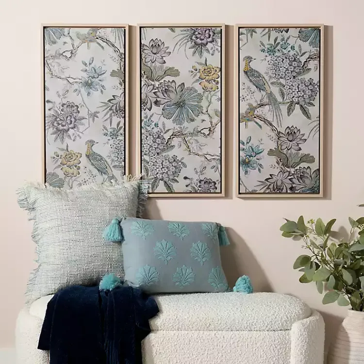 Kirklands Home Canvas Art|Birds on Branches Framed Canvas Prints, Set of 3