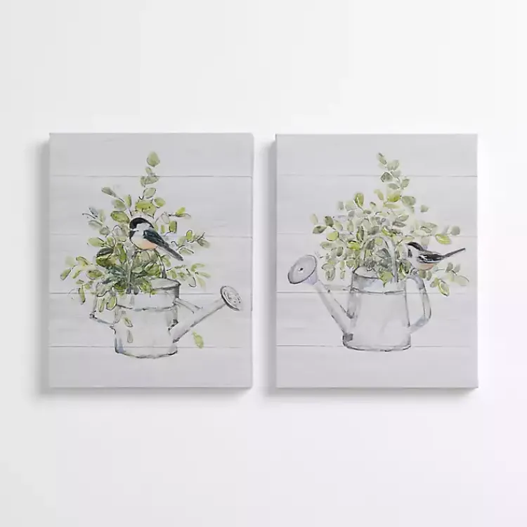 Kirklands Home Canvas Art|Birds on Water Pitcher Canvas Art Prints, Set of 2