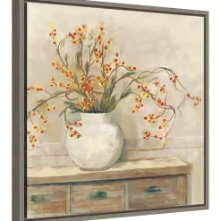 Kirklands Home Canvas Art|Bittersweet Bouquet Framed Canvas Art Print Tan