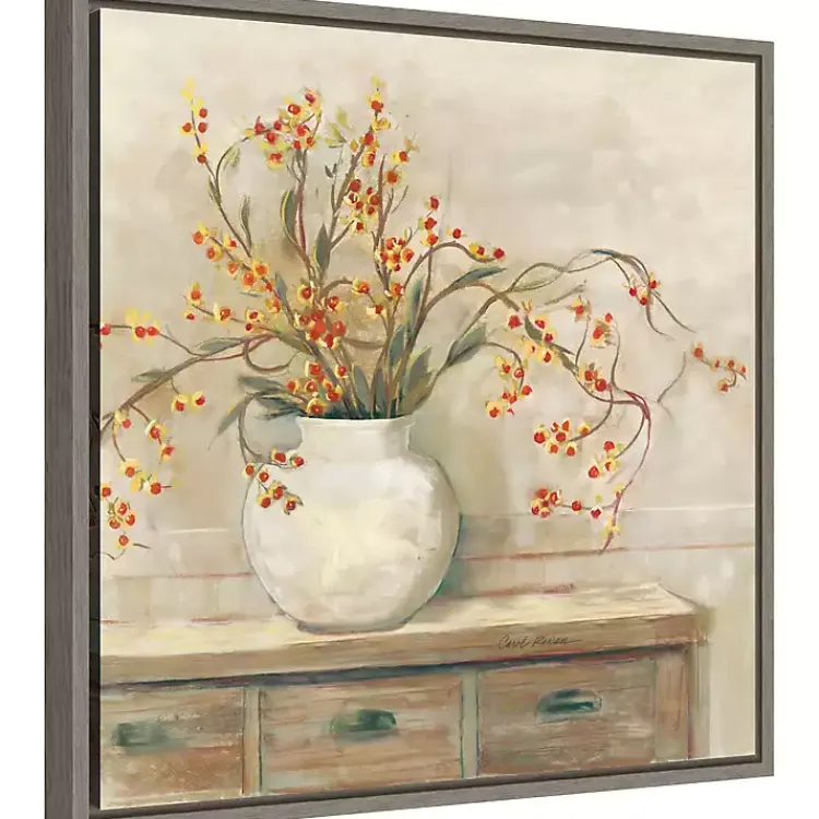 Kirklands Home Canvas Art|Bittersweet Bouquet Framed Canvas Art Print Tan