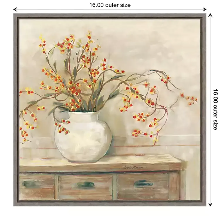 Kirklands Home Canvas Art|Bittersweet Bouquet Framed Canvas Art Print Tan