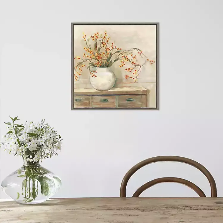 Kirklands Home Canvas Art|Bittersweet Bouquet Framed Canvas Art Print Tan