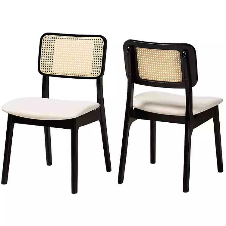 Kirklands Home Dining Chairs|Black & Cream Modern Dining Chairs, Set of 2 White