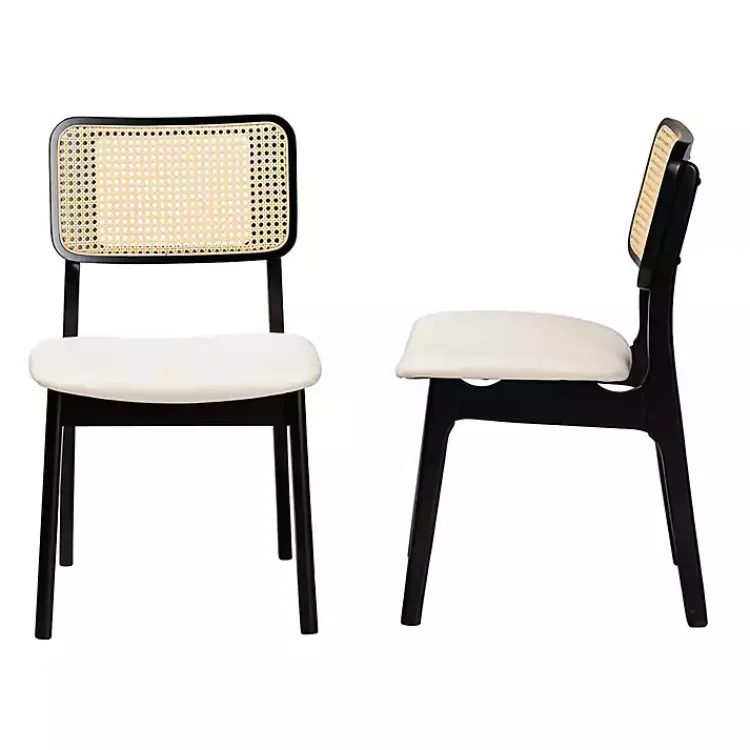 Kirklands Home Dining Chairs|Black & Cream Modern Dining Chairs, Set of 2 White