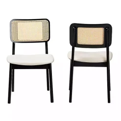 Kirklands Home Dining Chairs|Black & Cream Modern Dining Chairs, Set of 2 White
