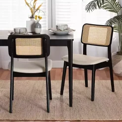 Kirklands Home Dining Chairs|Black & Cream Modern Dining Chairs, Set of 2 White