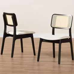 Kirklands Home Dining Chairs|Black & Cream Modern Dining Chairs, Set of 2 White