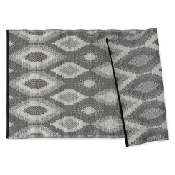 Kirklands Home Outdoor Rugs|Black & Gray Diamond Stripe Outdoor Area Rug, 4x6