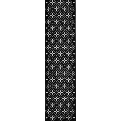 Kirklands Home Outdoor Rugs|Black & Ivory Quatrefoil Indoor/Outdoor Runner