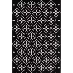 Kirklands Home Outdoor Rugs|Black & Ivory Quatrefoil Indoor/Outdoor Rug, 4x6