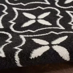 Kirklands Home Outdoor Rugs|Black & Ivory Quatrefoil Indoor/Outdoor Rug, 4x6