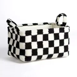 Hot & White Checkered Sherpa Bin Baskets & Boxes