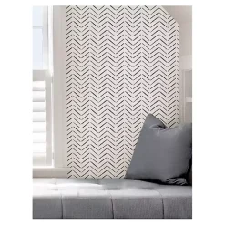 Kirklands Home Wall Murals & Wallpaper|Black & White Chevron Peel & Stick Wallpaper