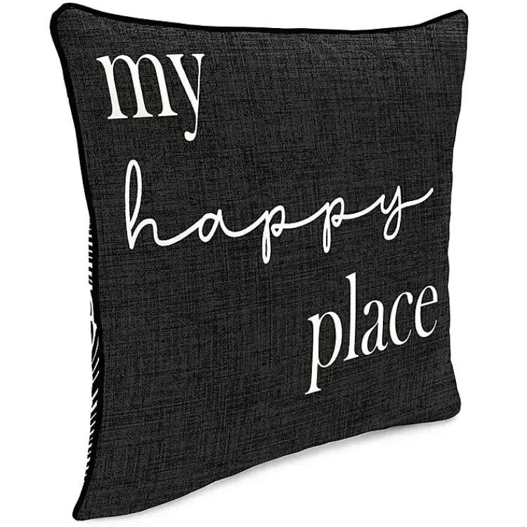 Kirklands Home Outdoor Cushions & Pillows|Black & White My Happy Place Outdoor Pillow