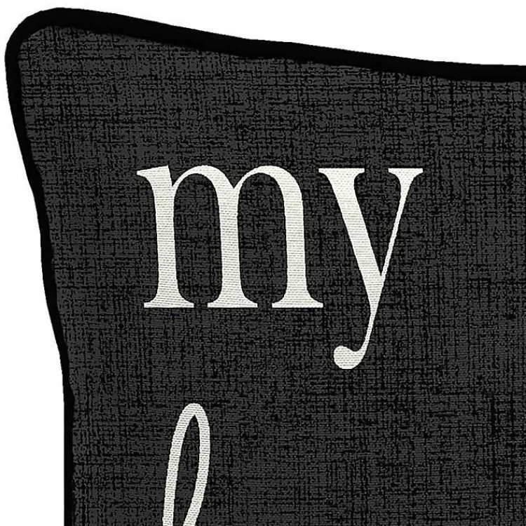 Kirklands Home Outdoor Cushions & Pillows|Black & White My Happy Place Outdoor Pillow