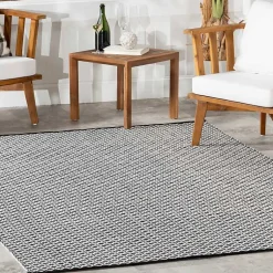 Kirklands Home Area Rugs|Black & White Trellis Indoor/Outdoor Rug, 5x8