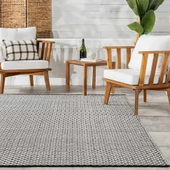 Kirklands Home Area Rugs|Black & White Trellis Indoor/Outdoor Rug, 6x9